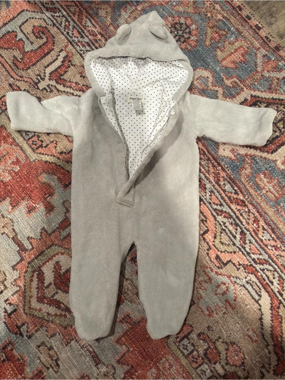 Angel dear brand 0-3 winter suit with bunny ear feature